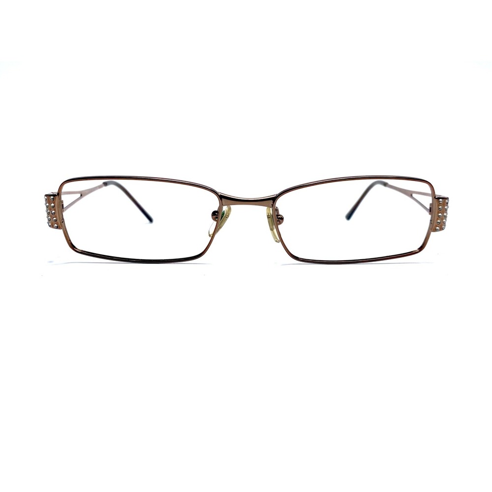 Versace Copper Gold Rectangular Glasses Crystal Temples MOD1117B 1013 51 17 135